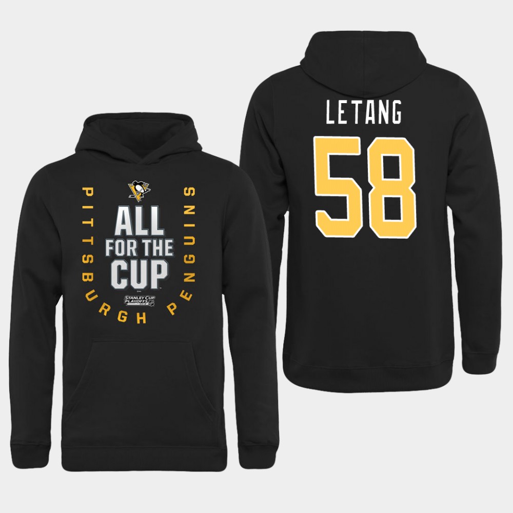 Men NHL Pittsburgh Penguins #58 Letang black All for the Cup Hoodie->pittsburgh penguins->NHL Jersey